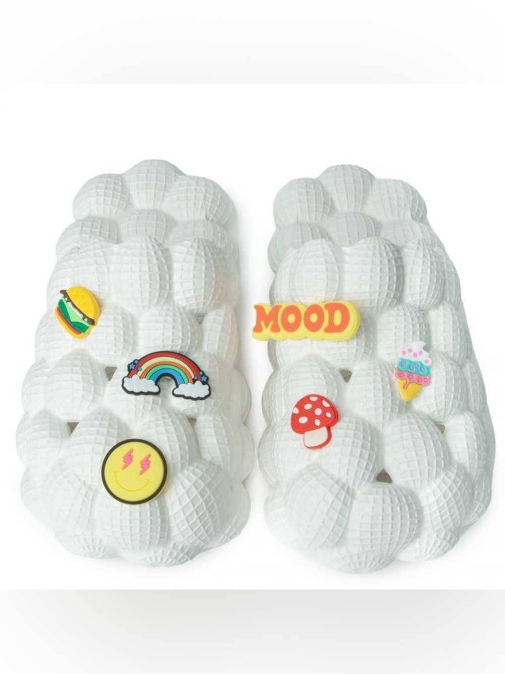 White Bubble Slide Clog with Cute Charms